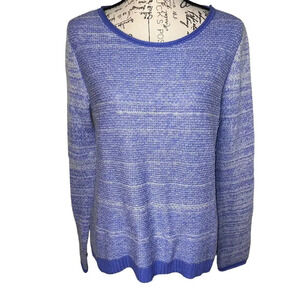 Gap Blue White Wool Blend  Stripe Long Sleeve Ribbed Hem Knit Sweater‎ Women Med